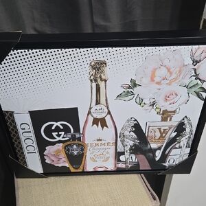 Luxury Fashion Art Painting with Pink and Black Accents